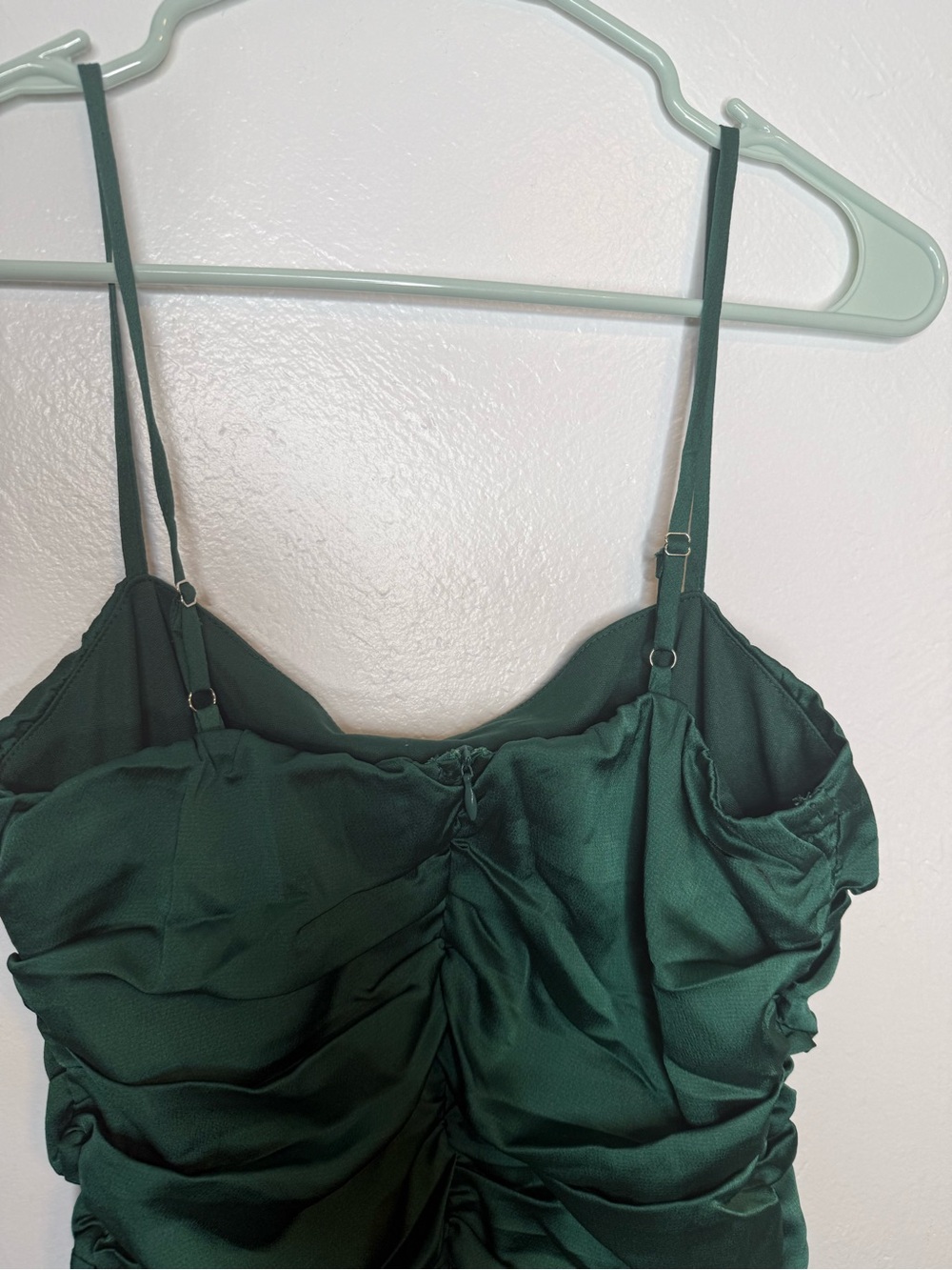 Hello Molly Emerald Green Satin Ruched Mini Dress Size M (AU 10 / US 6) - Picture 6 of 12